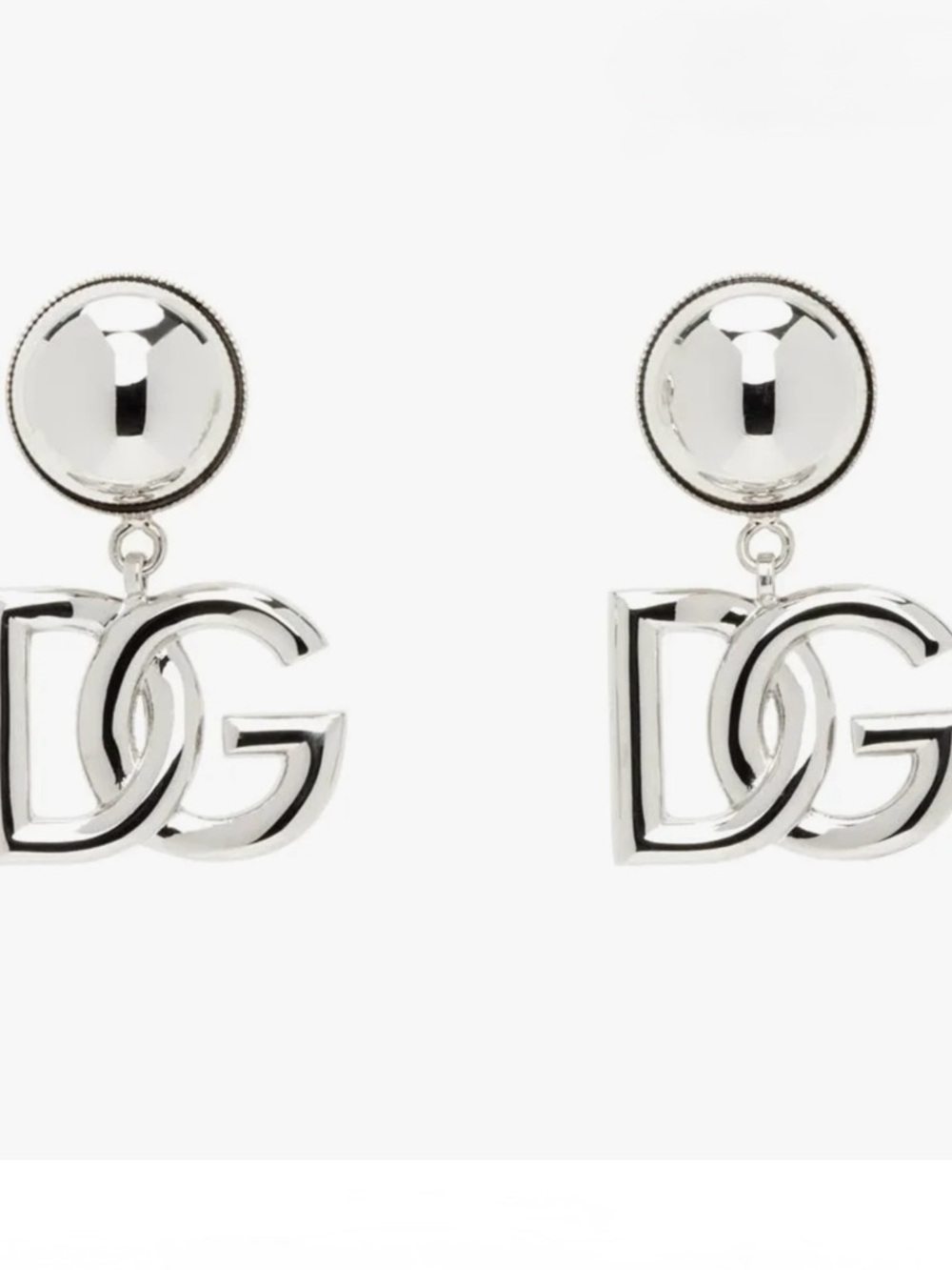 Dolce & Gabbana Silver Logo Clip On Earrings NWT